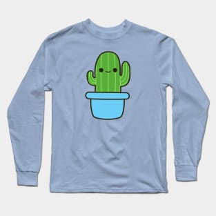 Cute cactus in blue pot Long Sleeve T-Shirt